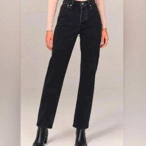 Abercrombie & Fitch Women's Dad High RIse Black Denim Jeans
